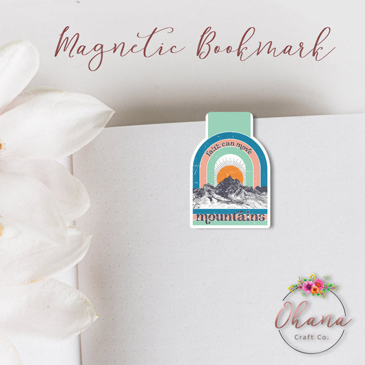 Retro Faith can Move Mountains Magnetic Bookmark
