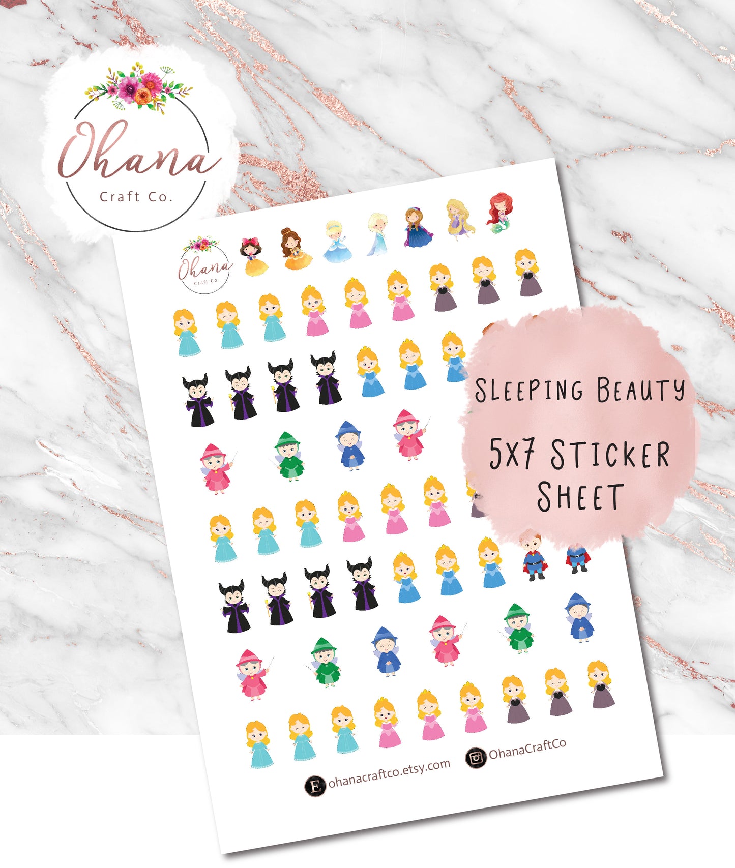 Sleeping Beauty Planner Stickers ~ Magically Inspired  | Life Planner | EC | Erin Condren | Disc | Ring | Happy | Personal | Pocket | Hobo |